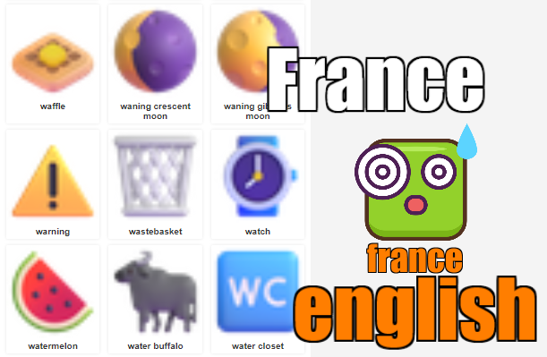 emoji english France power word 表情符号 英语法语 学单词